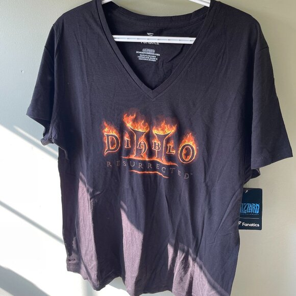 Diablo Fanatics Women's Logo V-Neck T-Shirt - Black - Picture 1 of 4